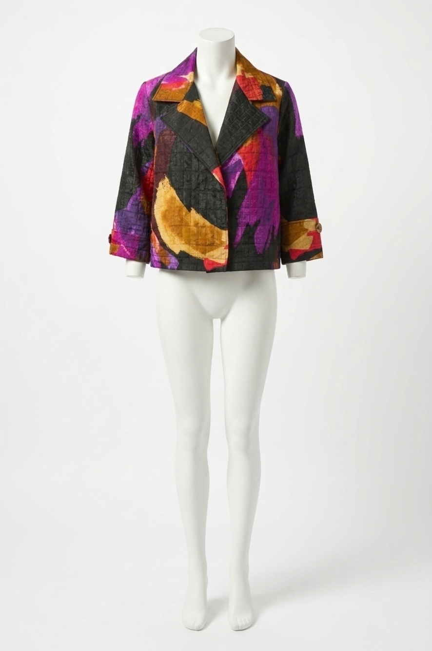 NEW JOSEPH RIBKOFF hip length abstract jacket in multi